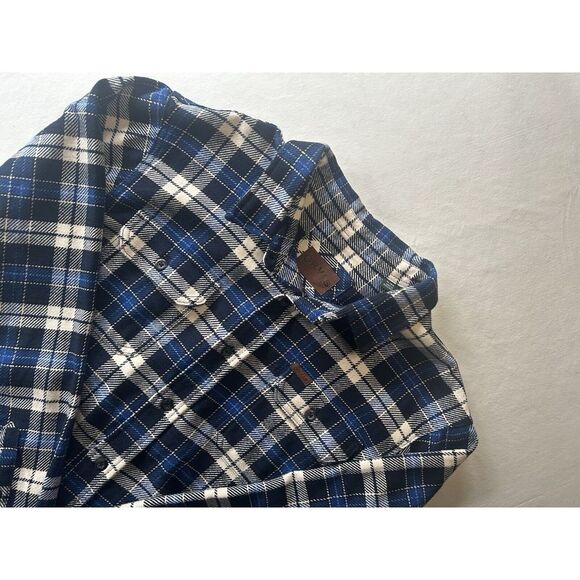 Orvis Heavy Flannel Shacket XL Blue Plaid Cottagecore Farm Heritage Pattern - Picture 1 of 9